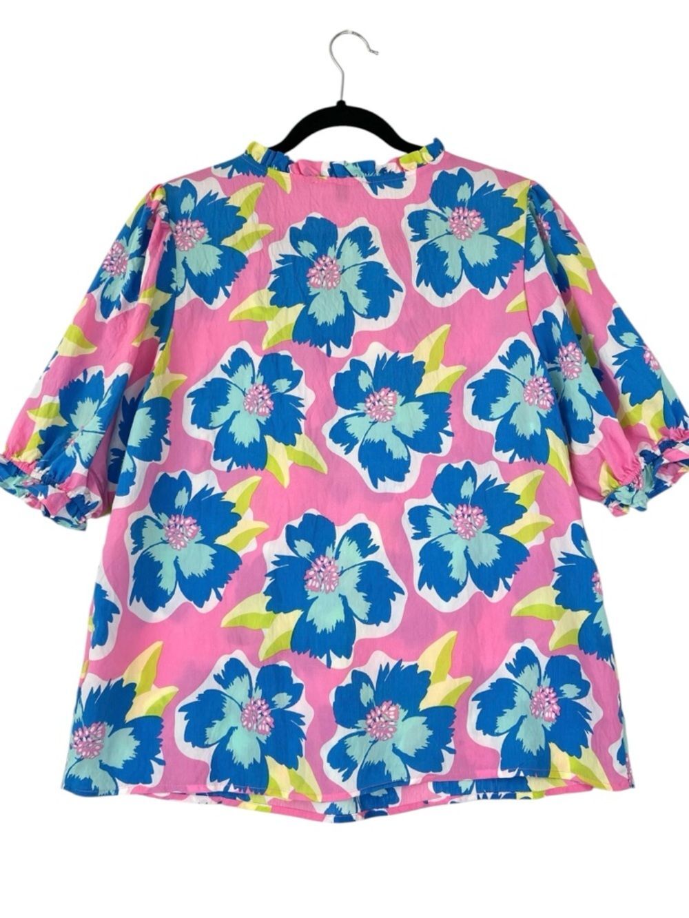 NWT Michelle McDowell Malia Sea FLower Pink Blouse Sz L Colorful Spring Casual - Picture 3 of 13
